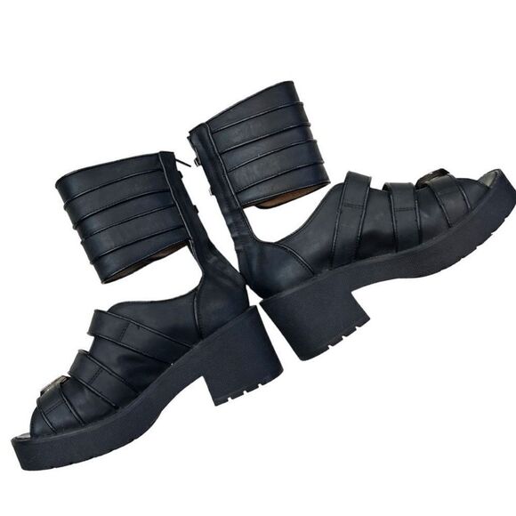 Jeffery Campbell Women's Leather Upper Black Buckle Gladiator Y2K Goth 6M Chunky - Picture 5 of 7